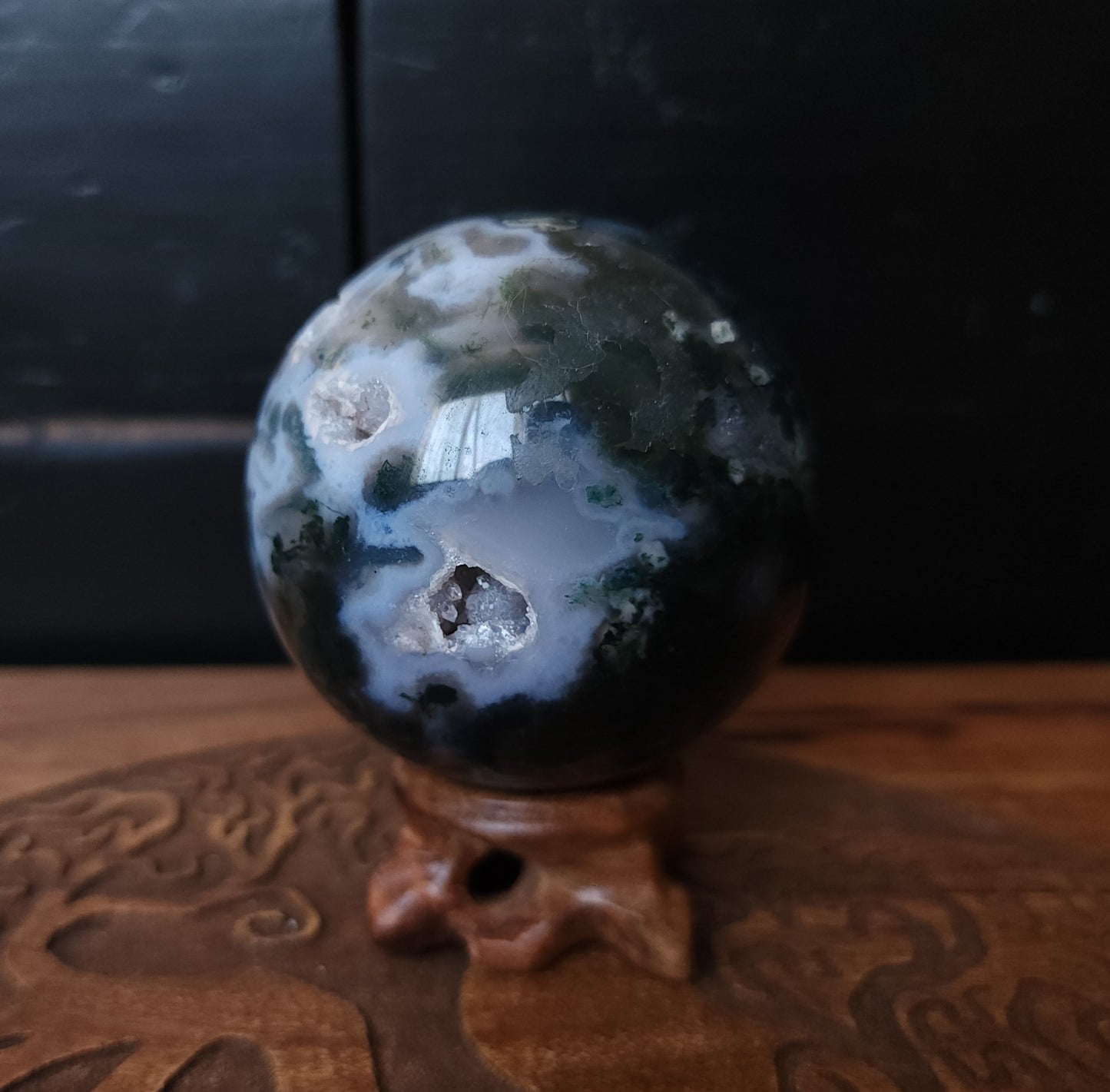 Moss Agate Sphere 7.2 cm