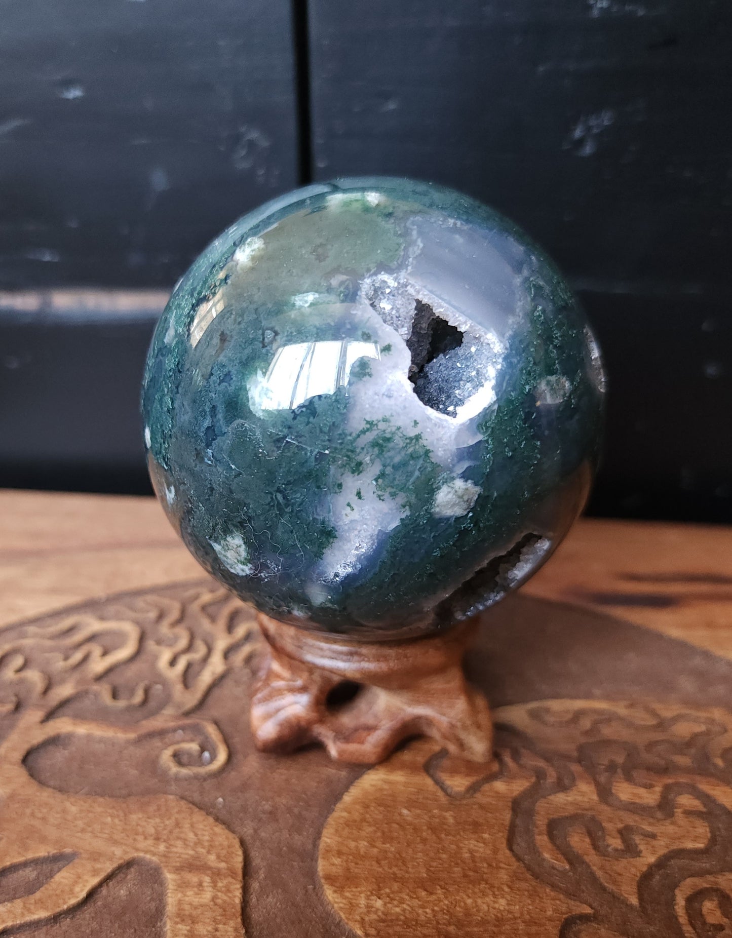 Moss Agate Sphere 7.2 cm
