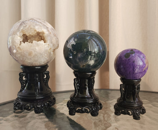 Tall Scroll Sphere Stand