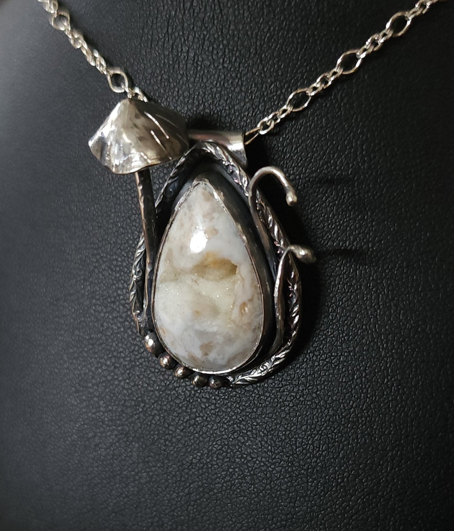 Handcrafted Sterling Silver Fairy Garden Druzy Agate Necklace