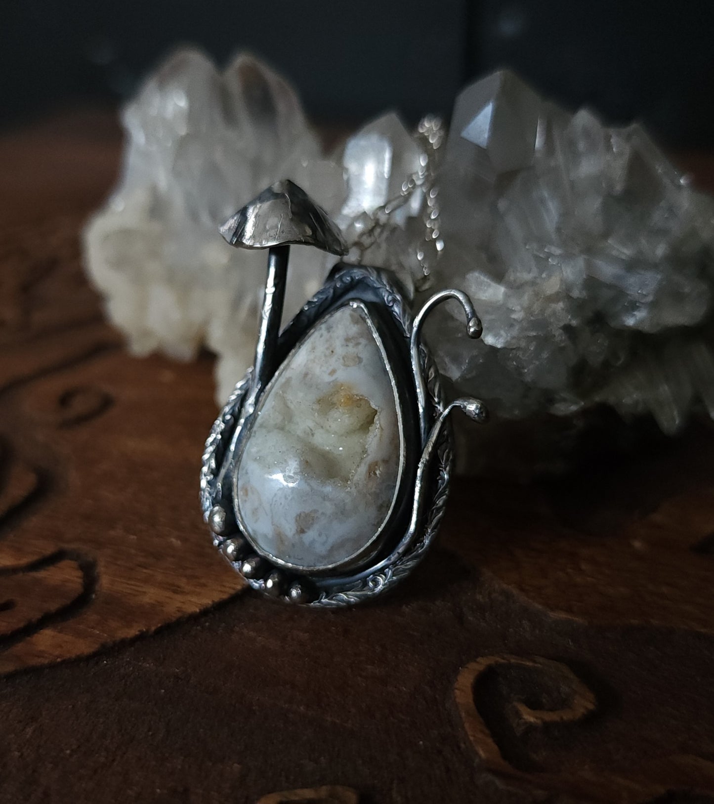 Handcrafted Sterling Silver Fairy Garden Druzy Agate Necklace