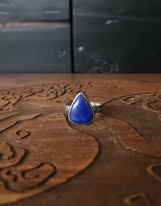 Handcrafted Lapis Lazuli Sterling Silver Ring - Size 12