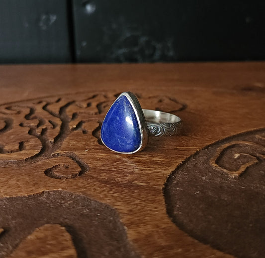 Handcrafted Lapis Lazuli Sterling Silver Ring - Size 12