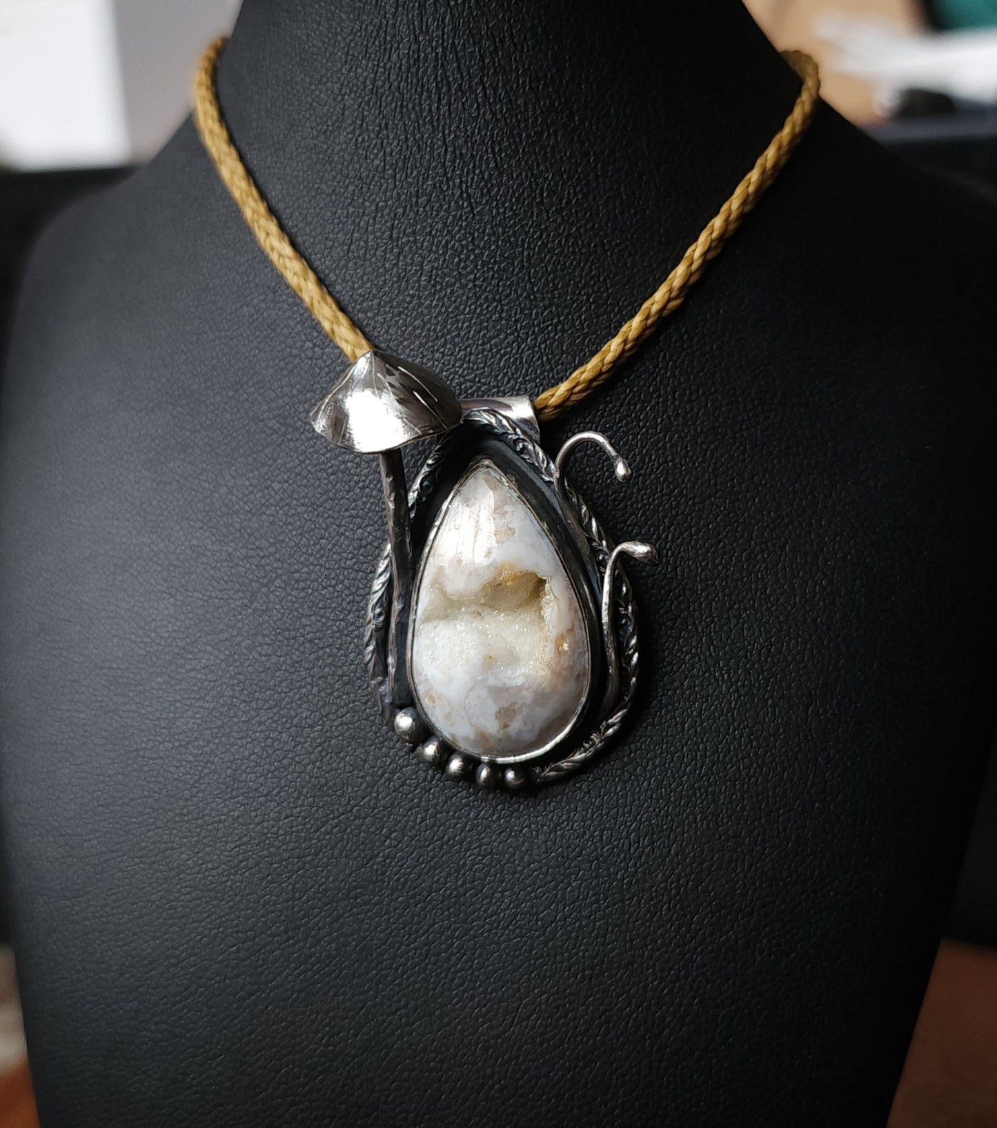 Handcrafted Sterling Silver Fairy Garden Druzy Agate Necklace