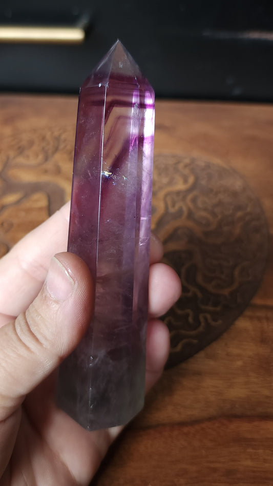 *EARTHQUAKE DAMAGED* Rainbow Fluorite Point