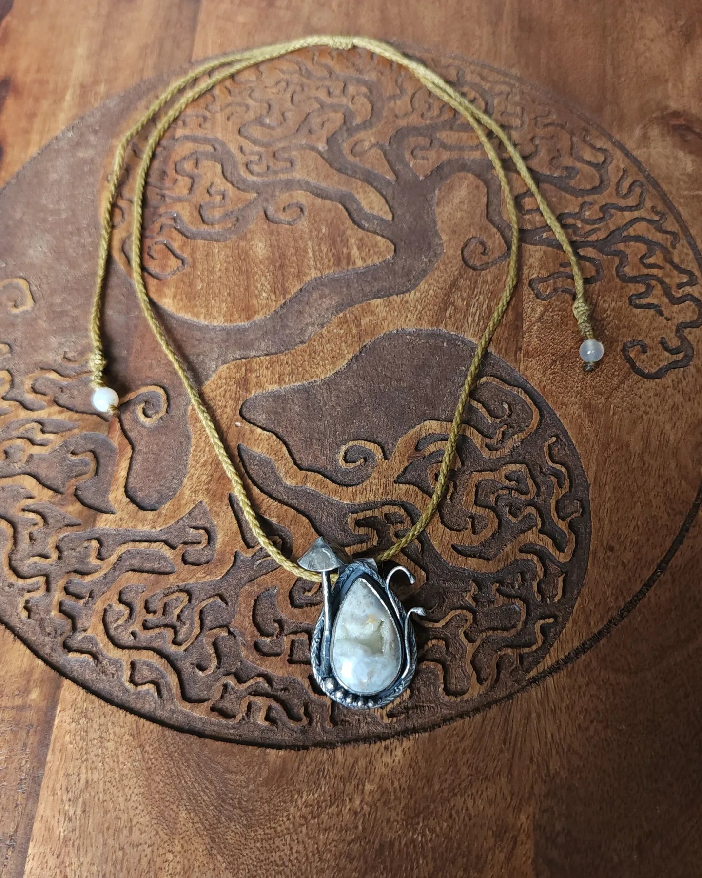 Handcrafted Sterling Silver Fairy Garden Druzy Agate Necklace